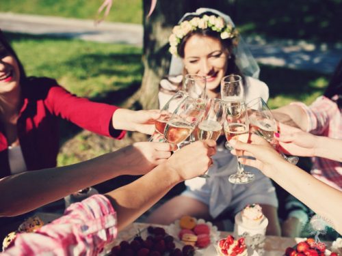 Bride to be enjoying a toast